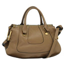 Chloe Hailey Hand Bag Leather 2way Beige Gold Auth am8424-1