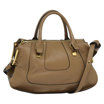 Chloe Hailey Hand Bag Leather 2way Beige Gold Auth am8424