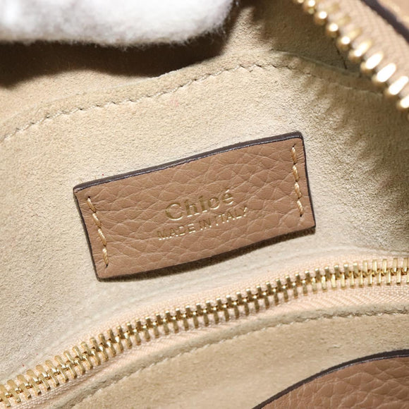 Chloe Hailey Hand Bag Leather 2way Beige Gold Auth am8424