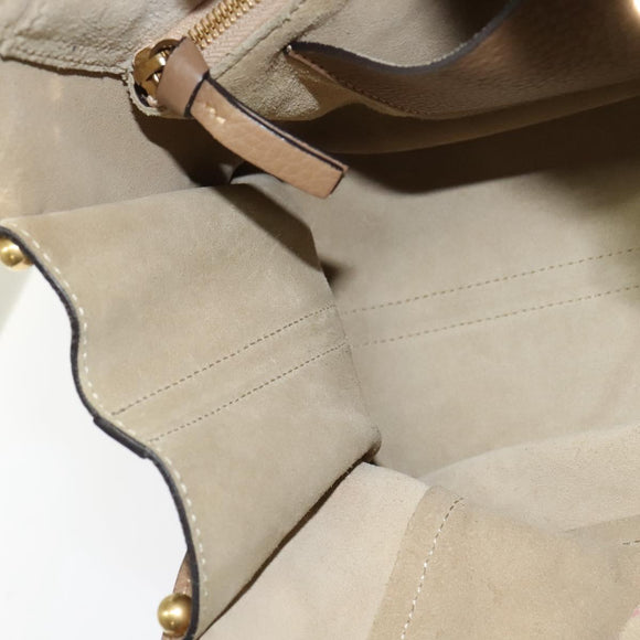 Chloe Hailey Hand Bag Leather 2way Beige Gold Auth am8424