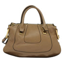 Chloe Hailey Hand Bag Leather 2way Beige Gold Auth am8424-13
