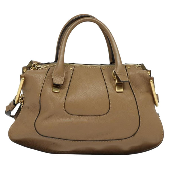 Chloe Hailey Hand Bag Leather 2way Beige Gold Auth am8424