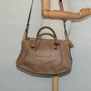 Chloe Hailey Hand Bag Leather 2way Beige Gold Auth am8424-24
