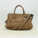 Chloe Hailey Hand Bag Leather 2way Beige Gold Auth am8424-12