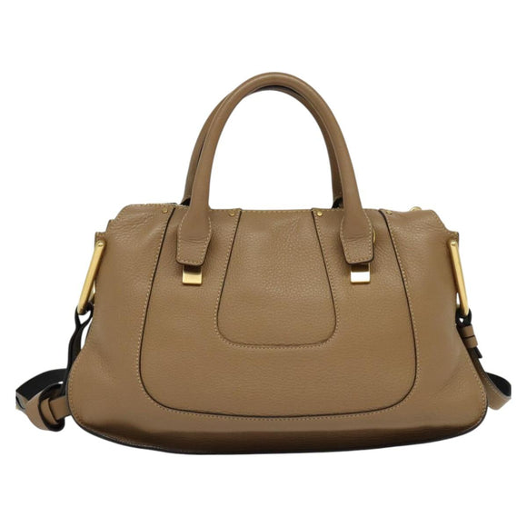 Chloe Hailey Handtas Leer 2-weg Beige Goud Auth am8424