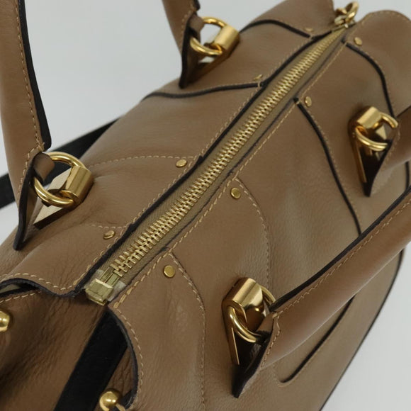 Chloe Hailey Handtas Leer 2-weg Beige Goud Auth am8424
