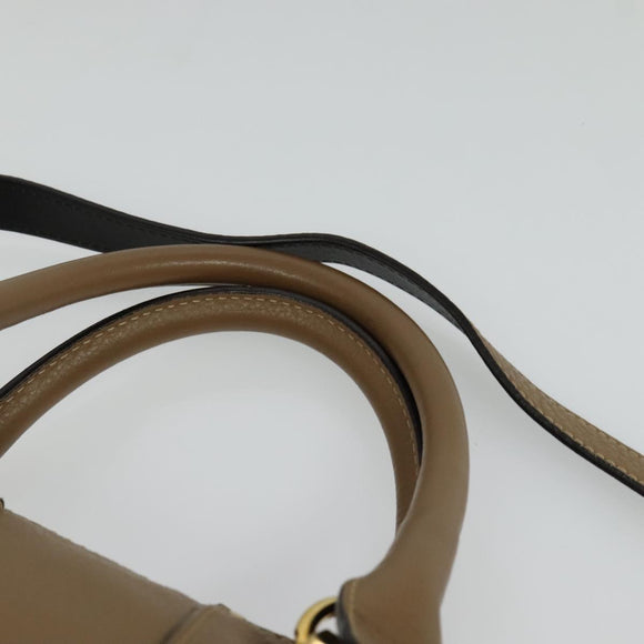 Chloe Hailey Hand Bag Leather 2way Beige Gold Auth am8424