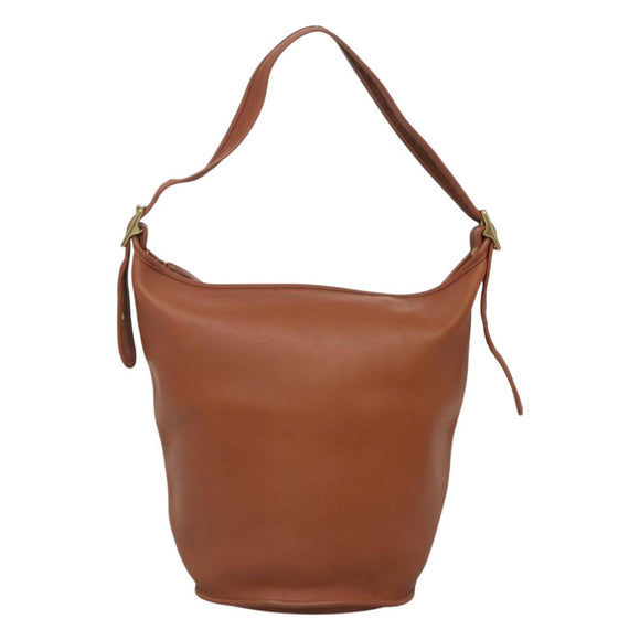 Coach Shoulder Bag Leather Brown Auth am8426