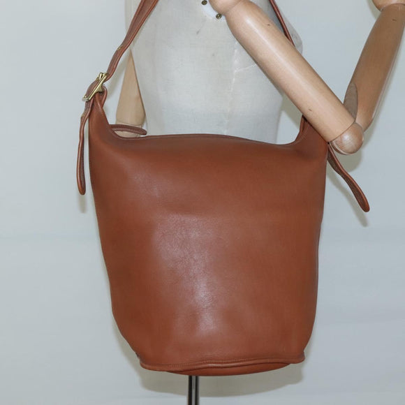 Coach Shoulder Bag Leather Brown Auth am8426