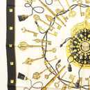 HERMES Carre 90 Scarf ""LES CLES THE KEYS RARE"" Silk White Auth am8434-5