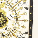 HERMES Carre 90 Scarf ""LES CLES THE KEYS RARE"" Silk White Auth am8434-7