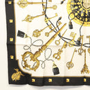 HERMES Carre 90 Scarf ""LES CLES THE KEYS RARE"" Silk White Auth am8434-8