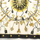 HERMES Carre 90 Scarf ""LES CLES THE KEYS RARE"" Silk White Auth am8434-9