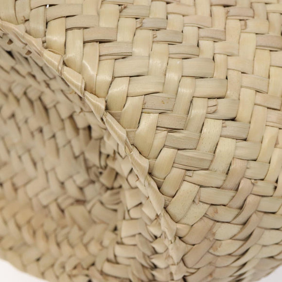 LOEWE Anagram Basket bag Hand Bag Raffia Leather Beige Red Silver Auth am8437