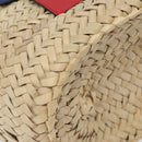 LOEWE Anagram Basket bag Hand Bag Raffia Leather Beige Red Silver Auth am8437-15