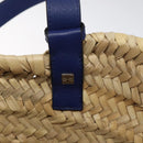 LOEWE Anagram Basket bag Hand Bag Raffia Leather Beige Red Silver Auth am8437-10