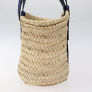 LOEWE Anagram Basket bag Hand Bag Raffia Leather Beige Red Silver Auth am8437-3