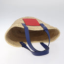 LOEWE Anagram Basket bag Hand Bag Raffia Leather Beige Red Silver Auth am8437-6