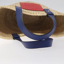 LOEWE Anagram Basket bag Hand Bag Raffia Leather Beige Red Silver Auth am8437-7