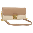 Miu Miu Chain Wallet Leather Pink Gold Auth am8441-1