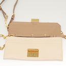 Miu Miu Chain Wallet Leather Pink Gold Auth am8441-9