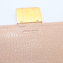 Miu Miu Chain Wallet Leather Pink Gold Auth am8441-19