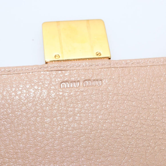 Miu Miu Chain Wallet Leather Pink Gold Auth am8441
