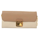 Miu Miu Chain Wallet Leather Pink Gold Auth am8441-13