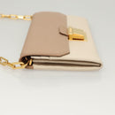 Miu Miu Chain Wallet Leather Pink Gold Auth am8441-4