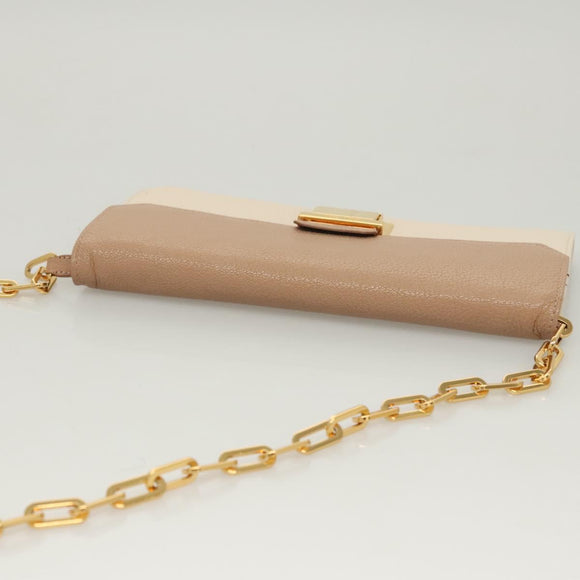 Miu Miu Chain Wallet Leather Pink Gold Auth am8441