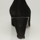 CHANEL Pumps shoes Suede Black CC Auth am8442-13