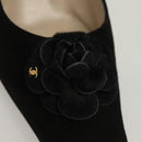 CHANEL Pumps shoes Suede Black CC Auth am8442-15