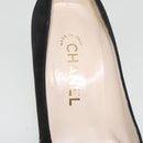 CHANEL Pumps shoes Suede Black CC Auth am8442-16
