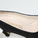 CHANEL Pumps shoes Suede Black CC Auth am8442-17