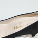 CHANEL Pumps shoes Suede Black CC Auth am8442-18