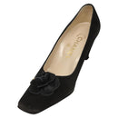 CHANEL Pumps shoes Suede Black CC Auth am8442-2