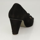 CHANEL Pumps shoes Suede Black CC Auth am8442-22