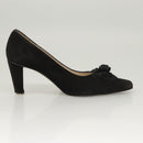 CHANEL Pumps shoes Suede Black CC Auth am8442-23