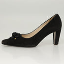 CHANEL Pumps shoes Suede Black CC Auth am8442-24