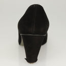CHANEL Pumps shoes Suede Black CC Auth am8442-31