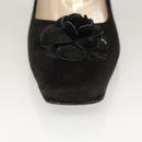CHANEL Pumps shoes Suede Black CC Auth am8442-32