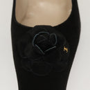 CHANEL Pumps shoes Suede Black CC Auth am8442-33
