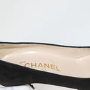 CHANEL Pumps shoes Suede Black CC Auth am8442-35