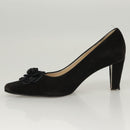 CHANEL Pumps shoes Suede Black CC Auth am8442-5