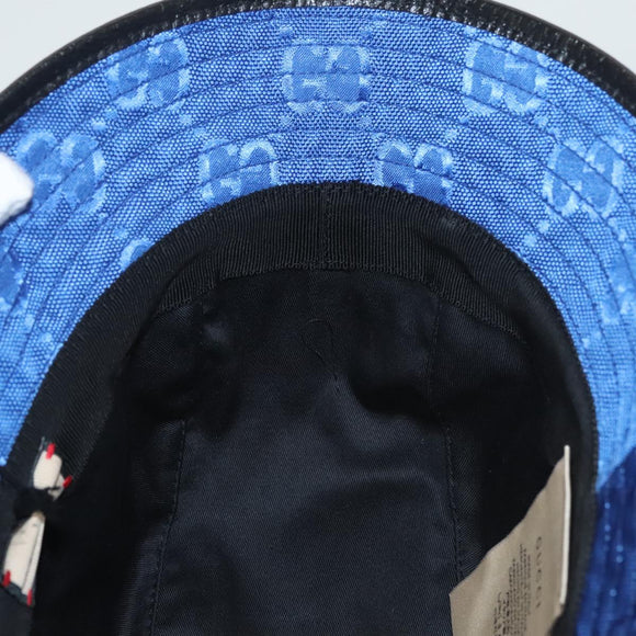GUCCI GG Canvas Off The Grid Bucket Hat M Blue 627115 Auth am8448