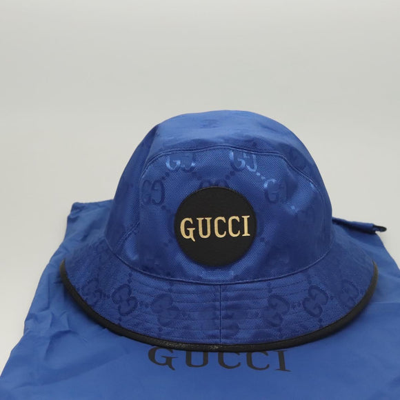 GUCCI GG Canvas Off The Grid Bucket Hat M Blue 627115 Auth am8448