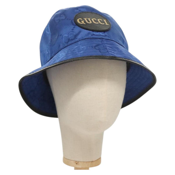 GUCCI GG Canvas Off The Grid Bucket Hat M Blue 627115 Auth am8448