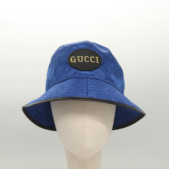 GUCCI GG Canvas Off The Grid Bucket Hat M Blue 627115 Auth am8448
