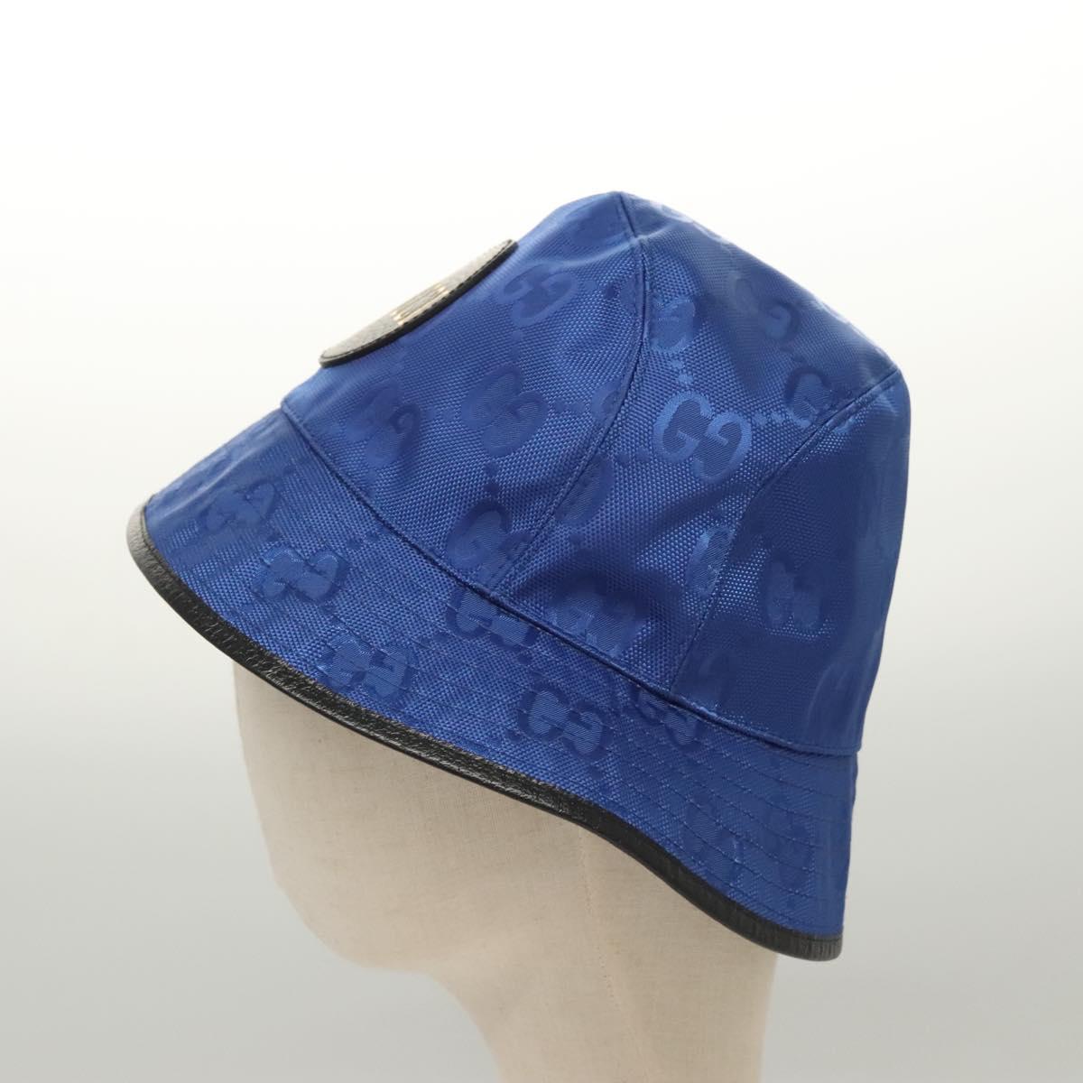 GUCCI GG Canvas Off The Grid Bucket Hat M Blue 627115 Auth 