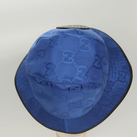 GUCCI GG Canvas Off The Grid Bucket Hat M Blue 627115 Auth am8448